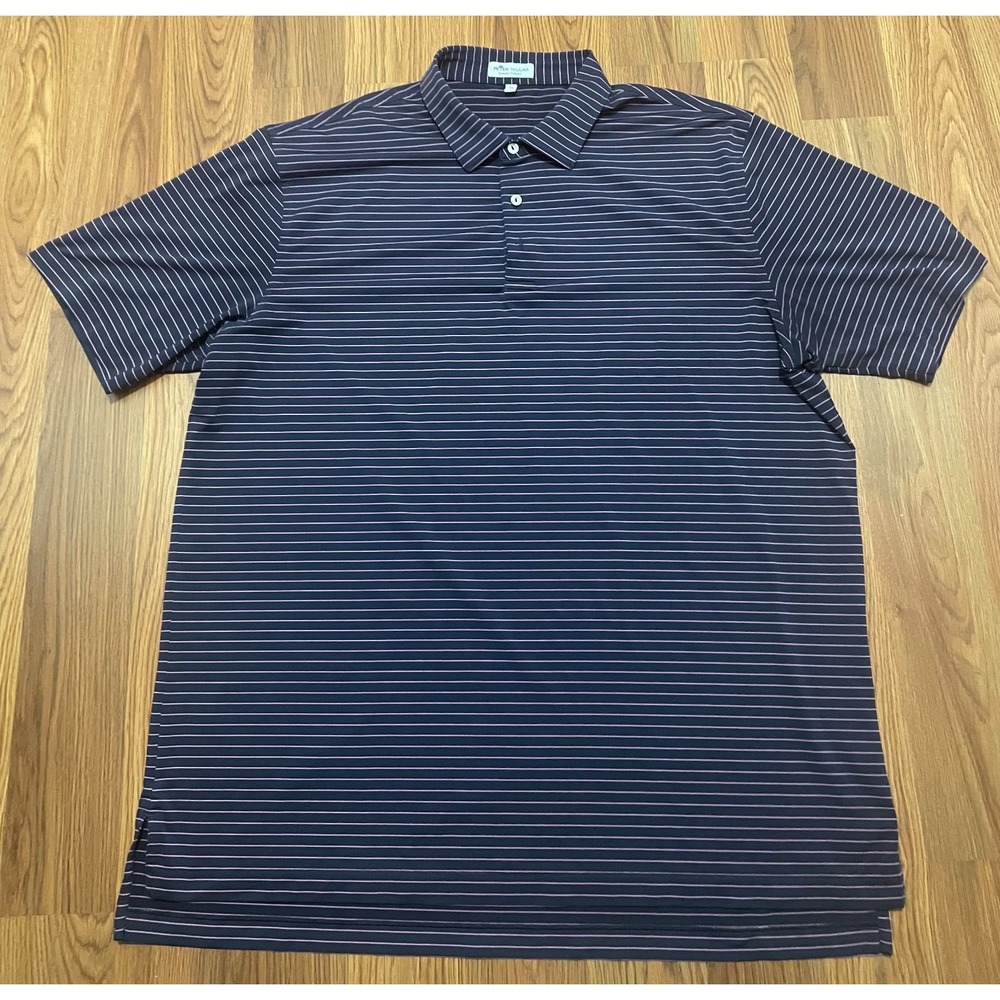 Peter Millar Navy and White Striped Performance Polo